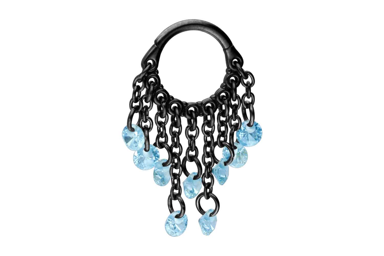 Chirurgenstahl Segmentring Clicker Piercing KETTENVORHANG + KRISTALLE